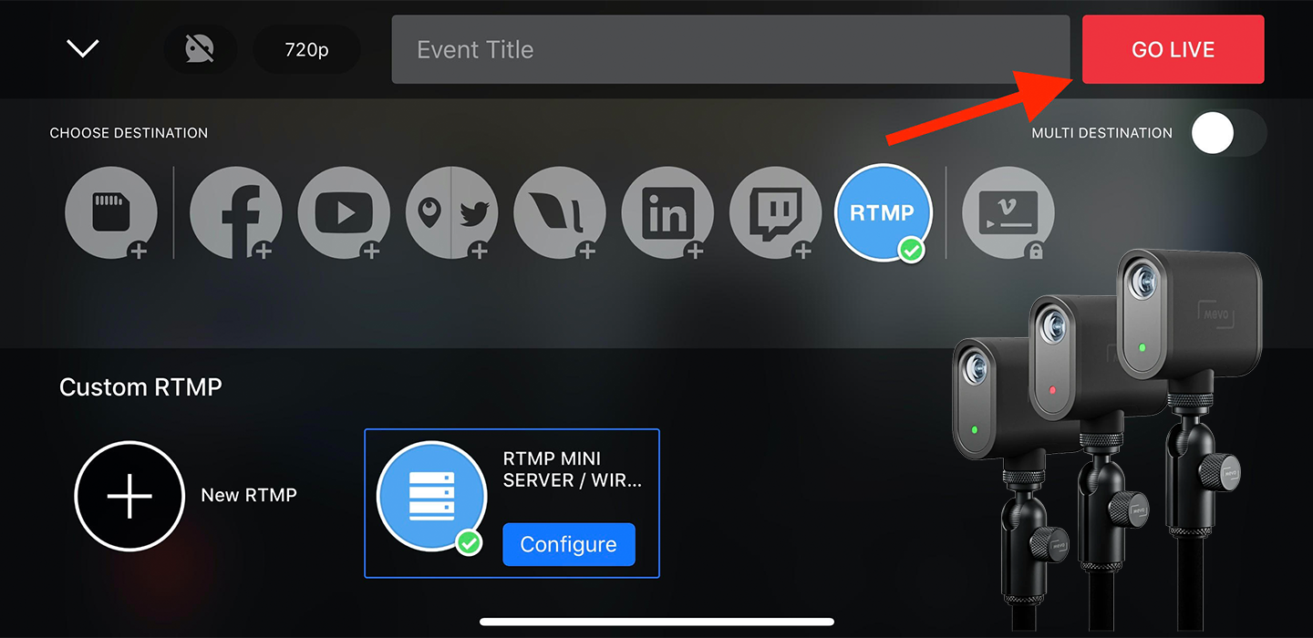 How to Connect to a MEVO Camera with Wirecast via RTMP MiniServer/NDI